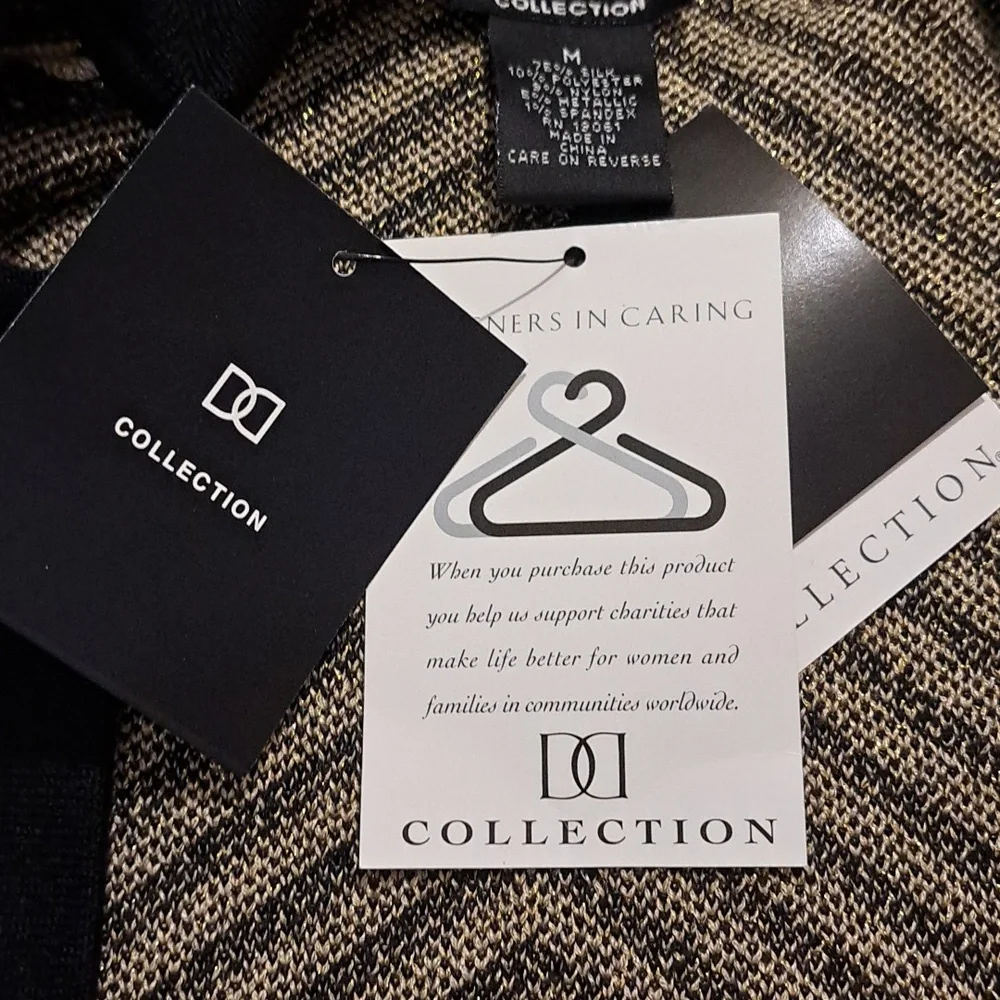 DD Collection Cardigan Luxury Chevron Black and Gold, Silk Blend, Size M - Picture 8 of 8